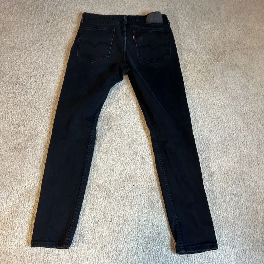 Levis Black Denim Skinny Tapered 5 Pocket Jeans | Men's 33Wx31L